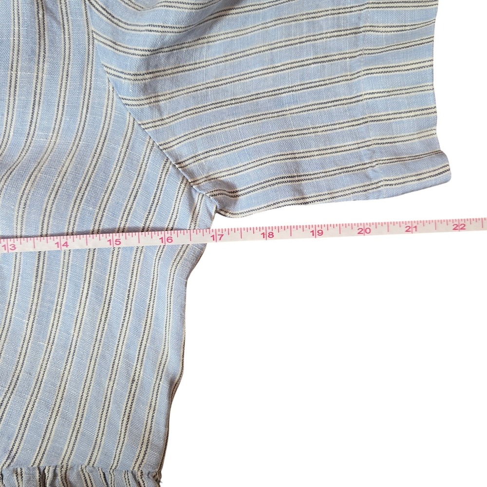 Madewell Cassie 100% Linen Button Front Midi Dress Blue Stripe XS Summer Coastal - Picture 8 of 13